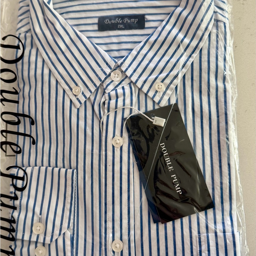 Men's Blue Stripe Button-Down Shirt - Picture 4 of 5